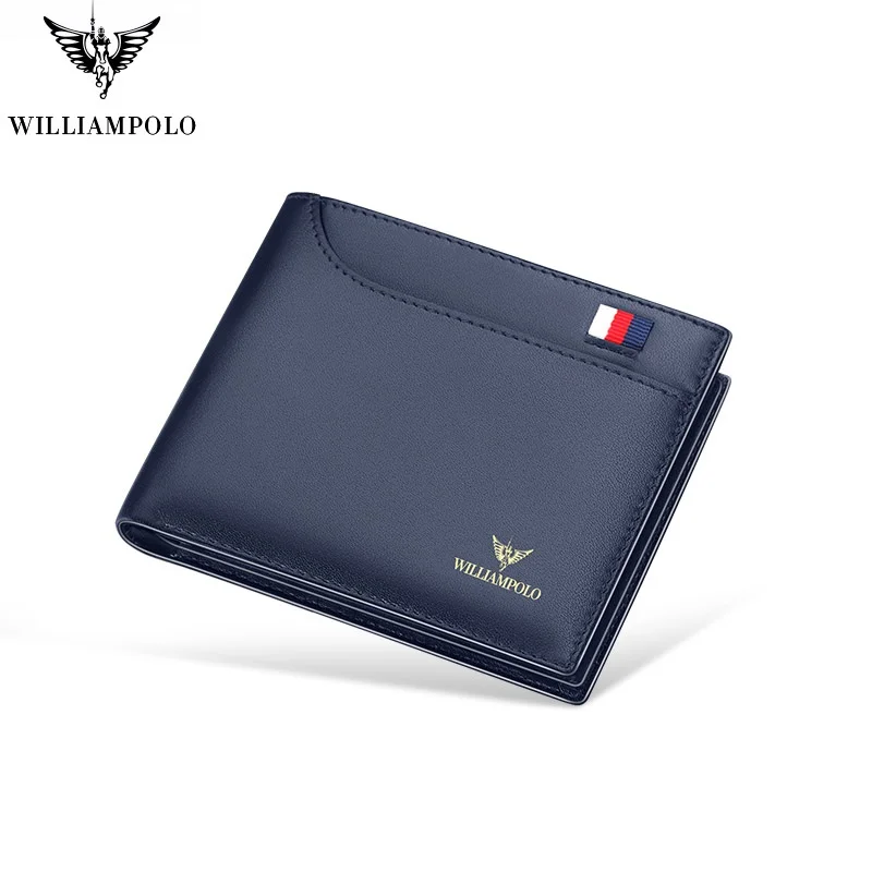 

Короткий кошелек WILLIAMPOLO из натуральной кожи для мужчин, тонкий бумажник из воловьей кожи с несколькими отделениями для карт, чехол для мелочей