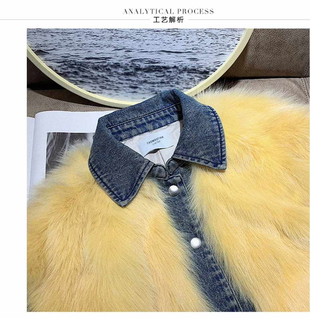 Специальное джинсовое пальто Thomas Tina комбинированная парка из лисьего меха