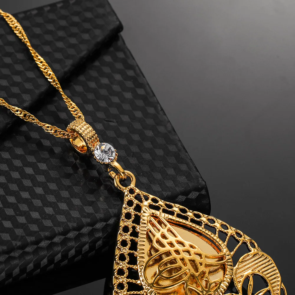 Ожерелье с кулоном в арабском стиле и мусульманской цепью для женщин золотой