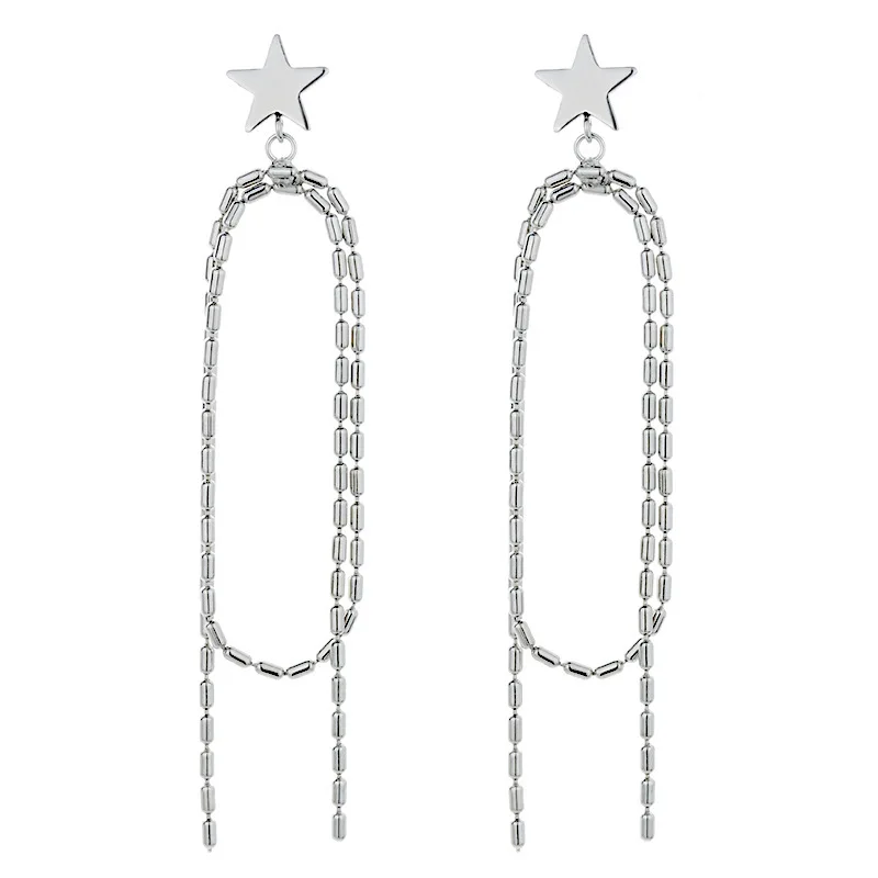 

Modern Jewelry Star Tassel Earrings Long Fashion Personality Bead Chain Dangle Earrings For Womans Gifts