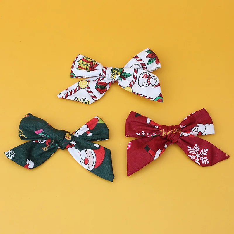 

Christmas Baby Bowknot Hair Clips Girls Santa Claus Snowman Barrettes Gift Printing Lovely Hairpin Bebes Hair Accesorios Gift