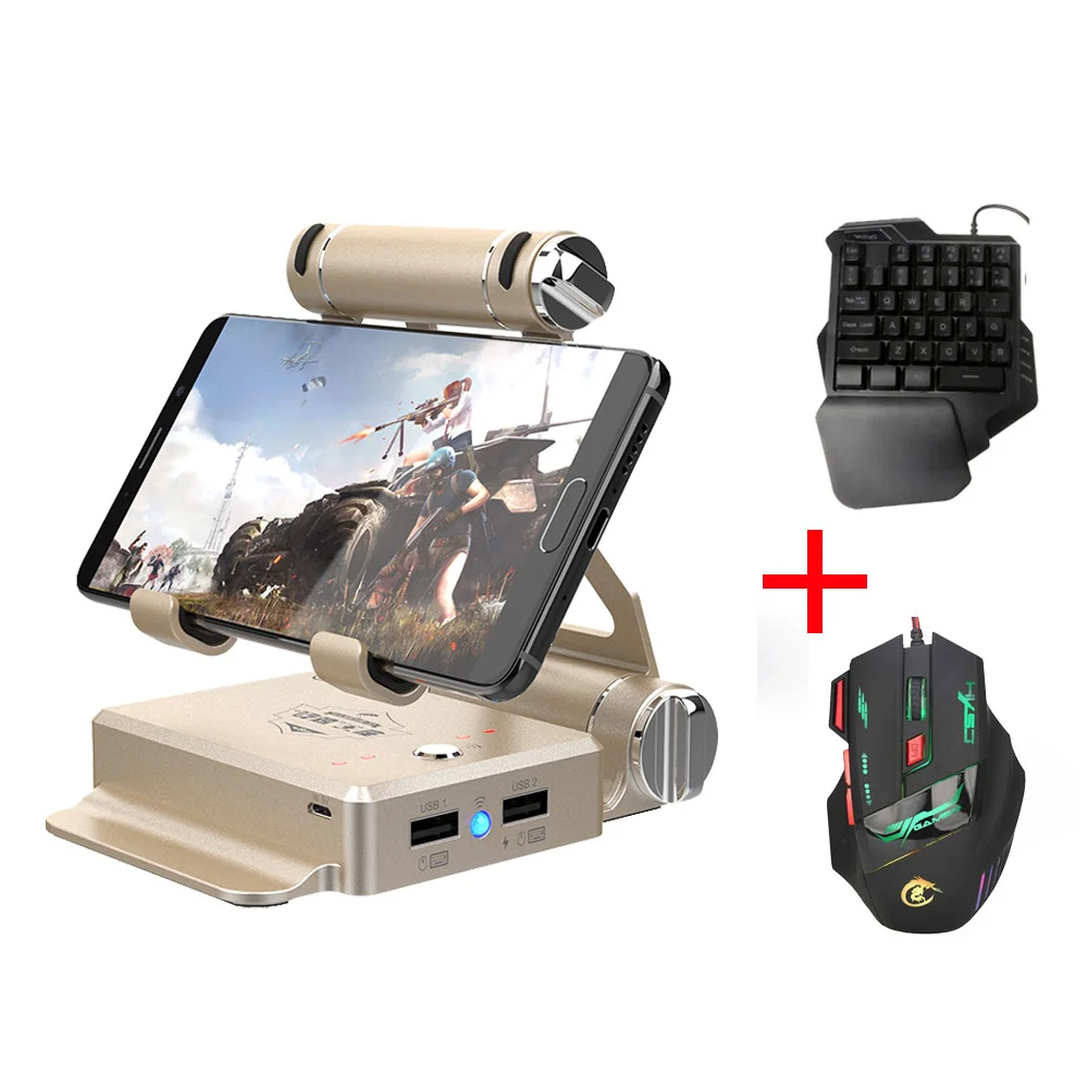 Золотой GameSir X1 BattleDock конвертер Стенд док-станция для PUBG, Fortnite, FPS игры с G30 Проводная игровая клавиатура и мышь - Цвет: Золотой