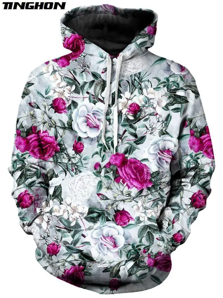 XS-7XL новые модные мужские толстовки в стиле ретро с рисунком роз/пионов/хризантем