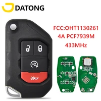 datong world car remote control key for jeep wrangler 2018 2019 fcc oht1130261 4a pcf7939m 433mhz flip keyless promixity card