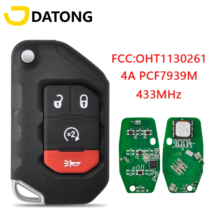 Пульт дистанционного управления Datong для Jeep Wrangler 2018 2019 FCC OHT1130261 4A PCF7939M 433 МГц |
