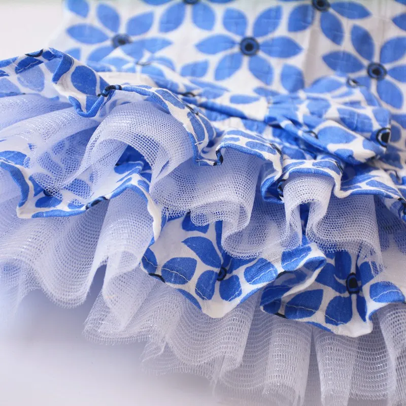 Плиссированное Платье для собак на весну и лето хлопковая одежда девочек юбка