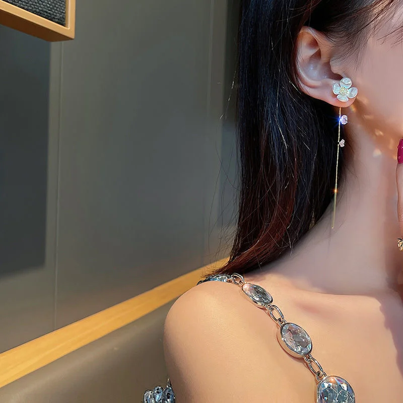 Женские длинные серьги-подвески в виде ракушек и цветов модные висячие серьги с