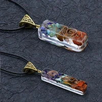 retro reiki healing 7 chakras crystals stones orgone pendant energy orgonite hex chakra necklace