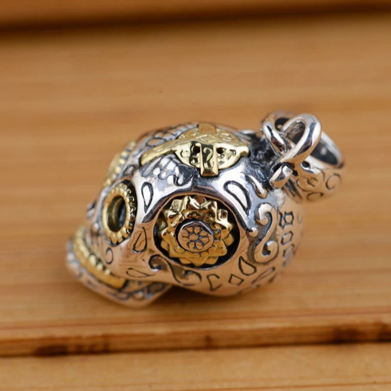 Стерлинговое Серебро 925 пробы череп тайская серебряная подвеска в античном стиле