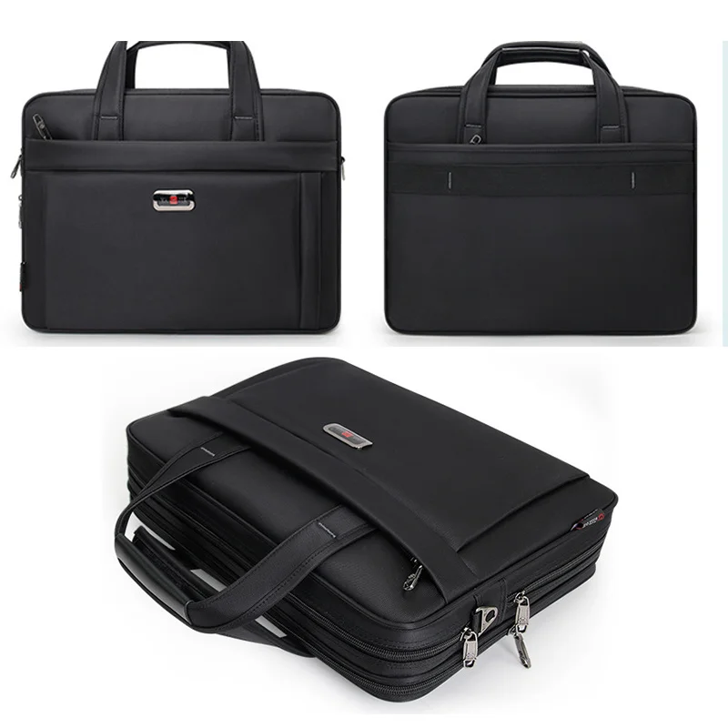 oyixinger mans business briefcase for 17 3 inch macbook dell lenovo handbag shoulder laptop bags capacity office computer bag free global shipping