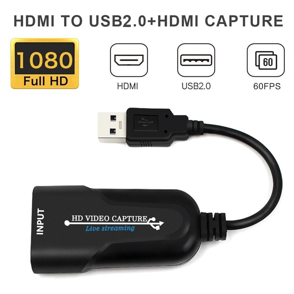 Карта видеозахвата Портативная USB 2 0 HDMI захват игры 1080P прямая трансляция HD