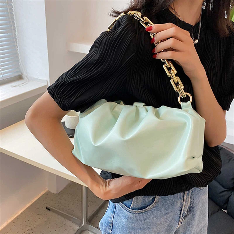 

Женская сумка на цепочке из искусственной кожи, модный толстый саквояж на плечо с цепочкой, сумки через плечо для женщин, кошелек