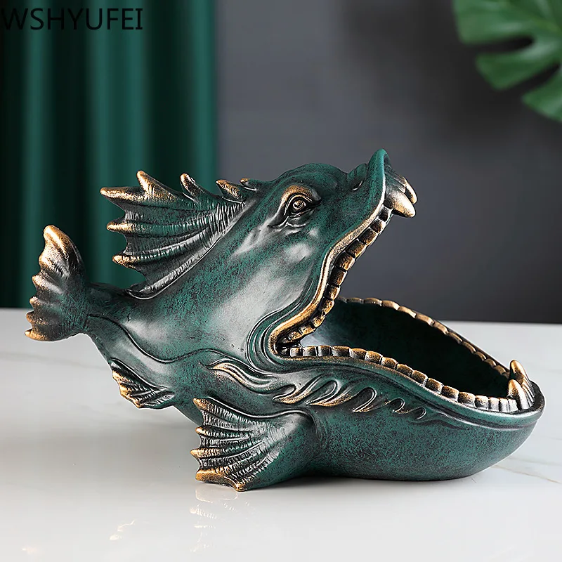 

WSHYUFEI Resin Hippo Figurines Keychain Storage Home Desktop Decoration Porch Remote Control container Animal Ornament