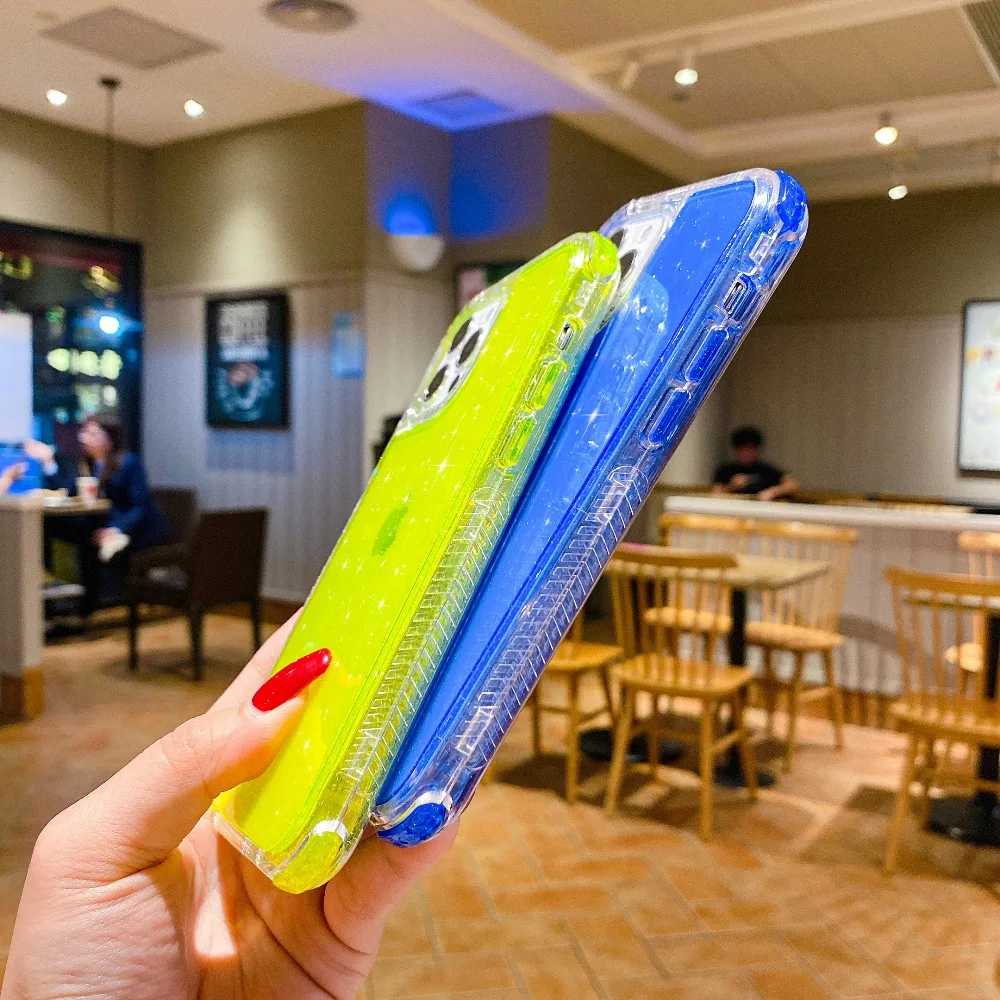 

sumkeymi Plating Silicone TPU + PC Frame Phone Holder Case For iphone 12 11 8 7 Plus mini Pro Max X XS XR Glitter Hand Band Case