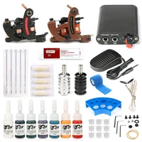 professional tattoo machin kit lcd screen digital power supply with needles permanent makeup tattoo ink set complete