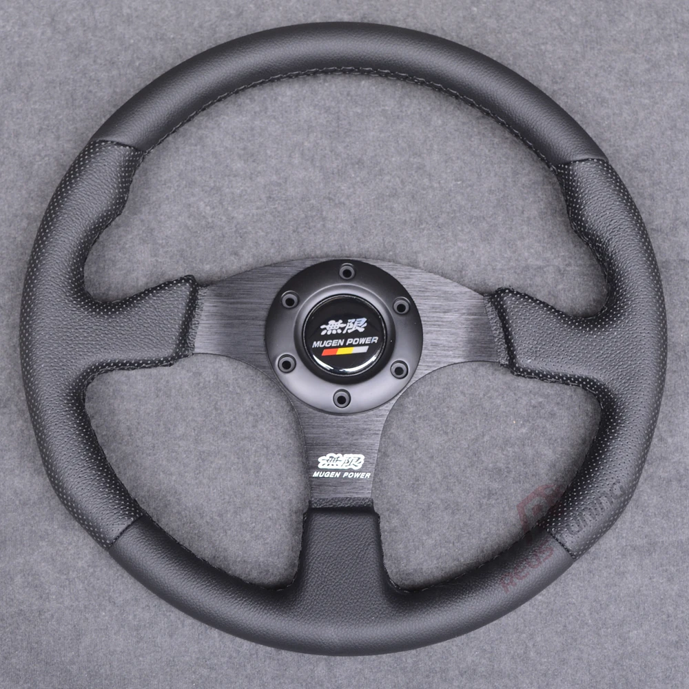 Черный/красный шить Универсальный сертифицированный Плоский JDM Mugen Стиль 350 мм 14