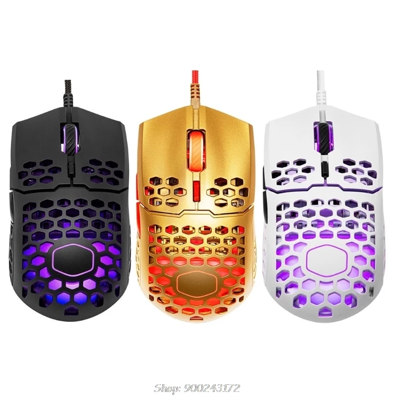 

MM711 Honeycomb Shell Gaming Mouse 16000 DPI Pixart PMW 3389 Optical Sensor Colorful RGB Backlit Wired Mice D19 20 Dropship