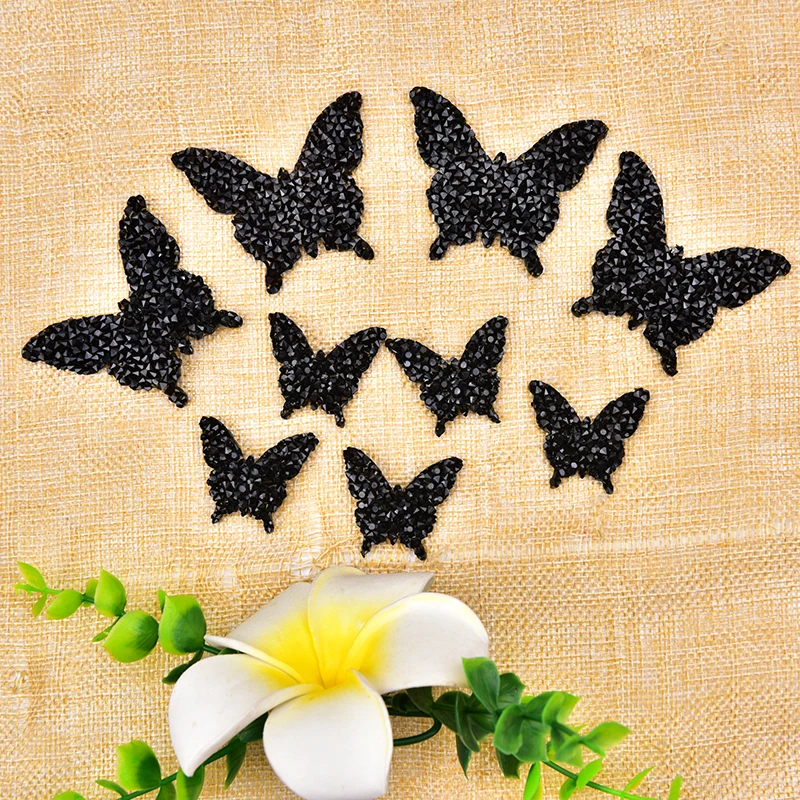 10 шт./лот дизайн в форме бабочки Стразы с горячей фиксацией мотивы термоклейкие