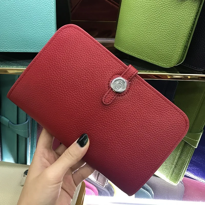 Red Лидер продаж, женские кошельки, модные кошельки из зернистой воловьей кожи с зернистой текстурой личи, кошелек на молнии, высокое качество, женские кошельки и кошельки, сумка - Color: Red