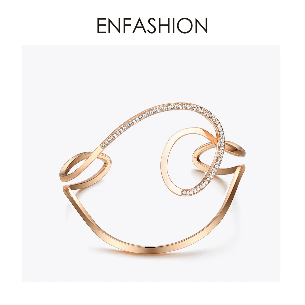 ENFASHION, волнистый, изогнутый, широкий браслет, бохо, открытые манжеты, браслеты для женщин, массивные браслеты, ювелирные изделия, модные аксессуары,, BF192010 - Окраска металла: Rose gold color