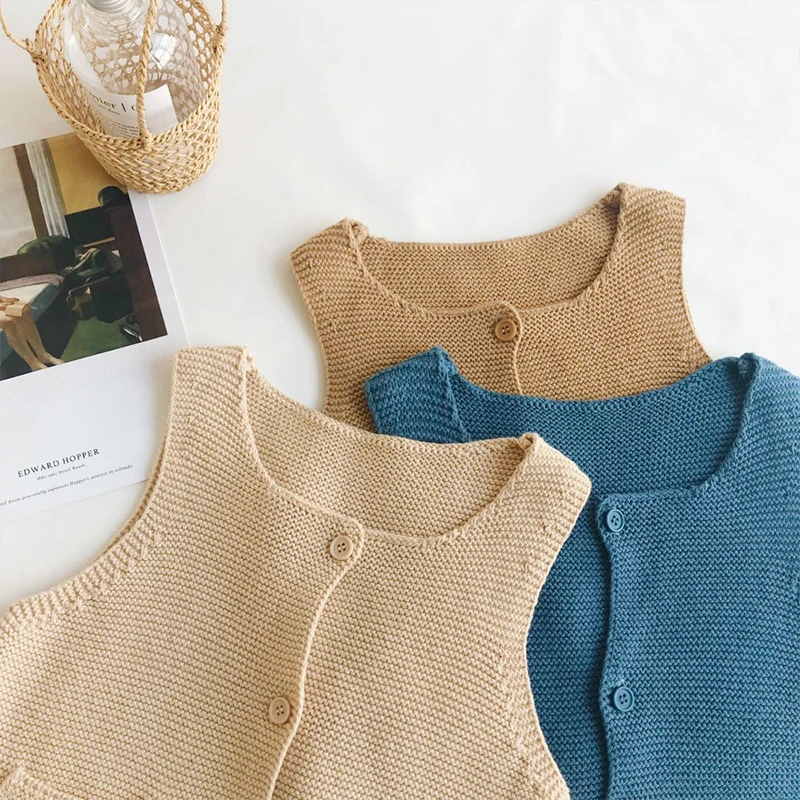 Осенний кардиган для маленьких мальчиков и девочек вязаный свитер верхняя