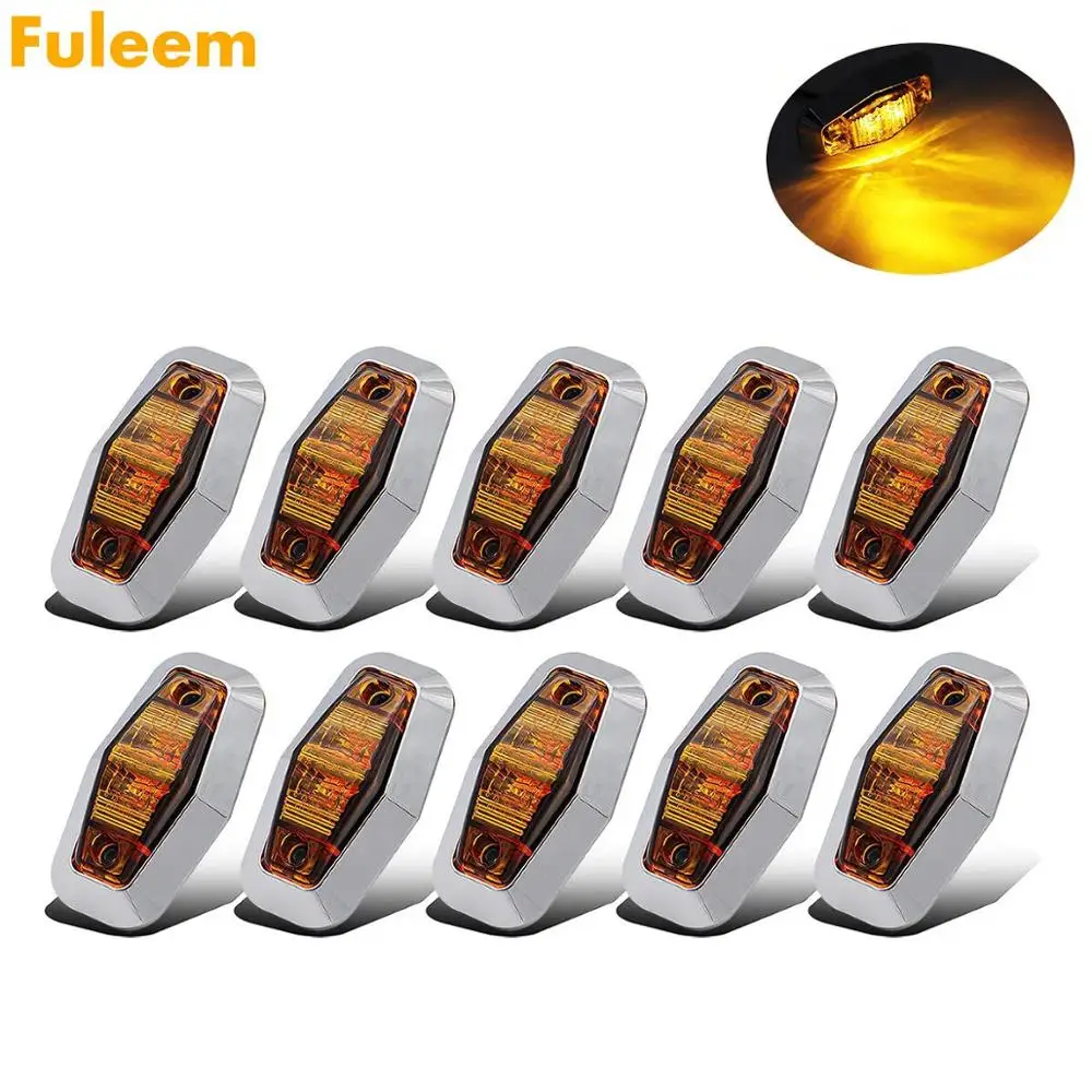 Fuleem 10 шт. хромированный ободок 2 5 дюйма светодиодный Янтарный грузовик прицеп