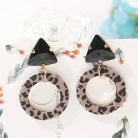 925 silver needle fashion personality crystal leopard earrings circle exaggerated earrings female earrings