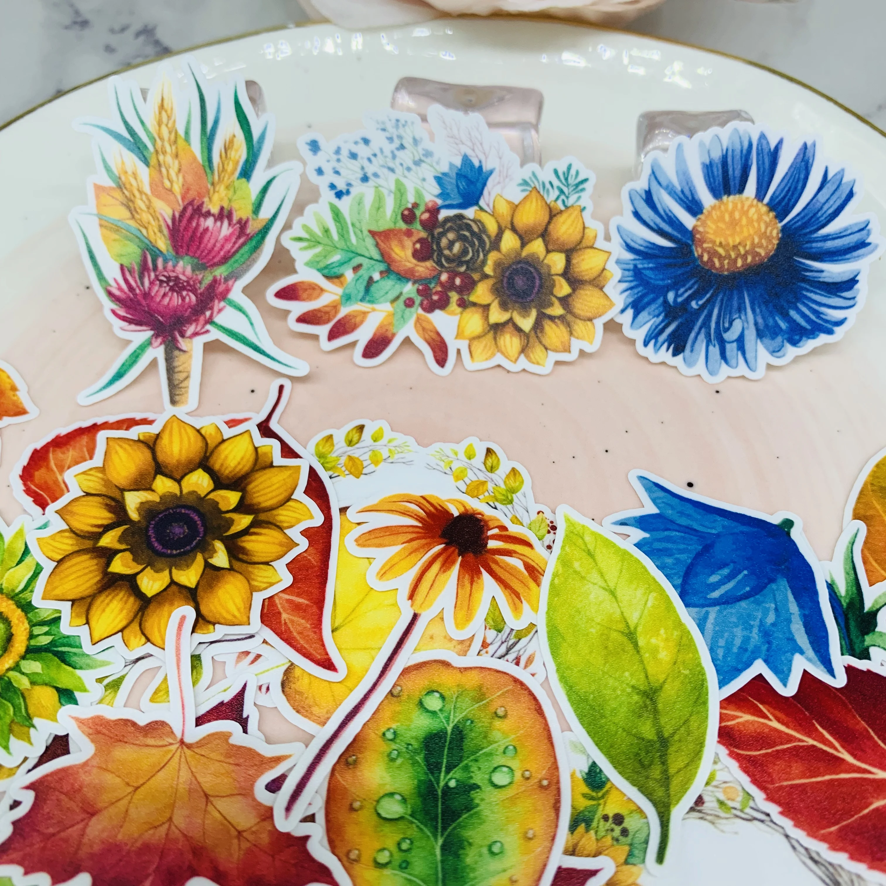

28Pcs/Pack Vintage Daisy Flower Autumn Sticker DIY Scrapbooking Album Junk Journal Planner Decorative Stickers
