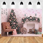 Laeacco Рождественская елка камин зимняя комната фотографический фон для детской студийной фотосъемки