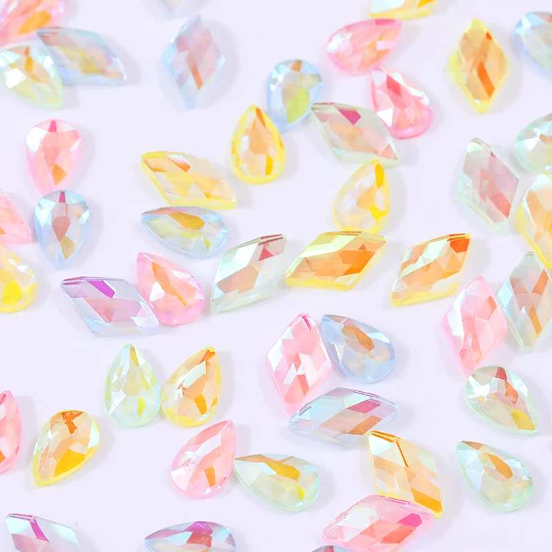 10 шт./пакет Стразы для ногтей ромбовидные гвозди в форме капли AB Цвет плоская