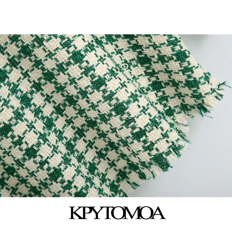 

KPYTOMOA Women 2021 Fashion With Pocket Oversized Tweed Jacket Coat Vintage Long Sleeve Frayed Tassel Female Outerwear Chic Tops