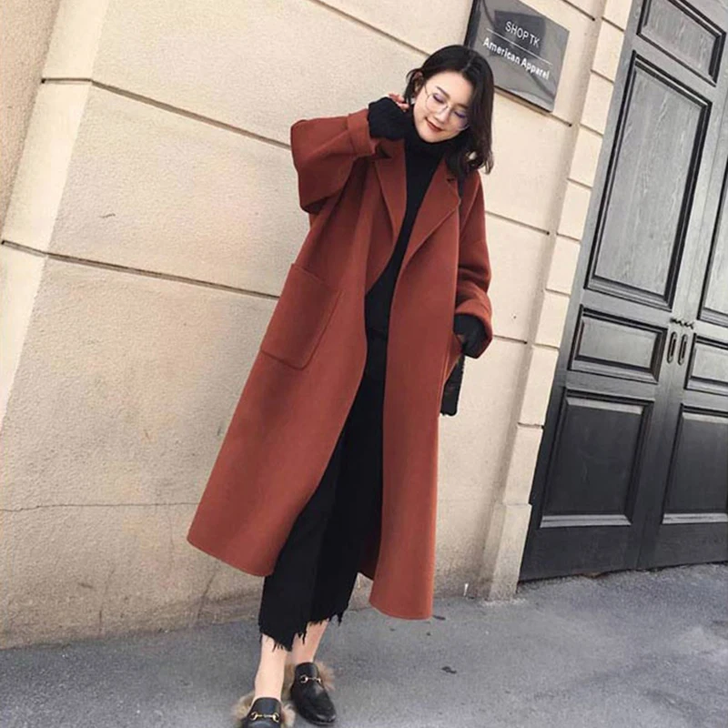 Модное повседневное шерстяное пальто для женщин длинная куртка новинка 2020 Осень