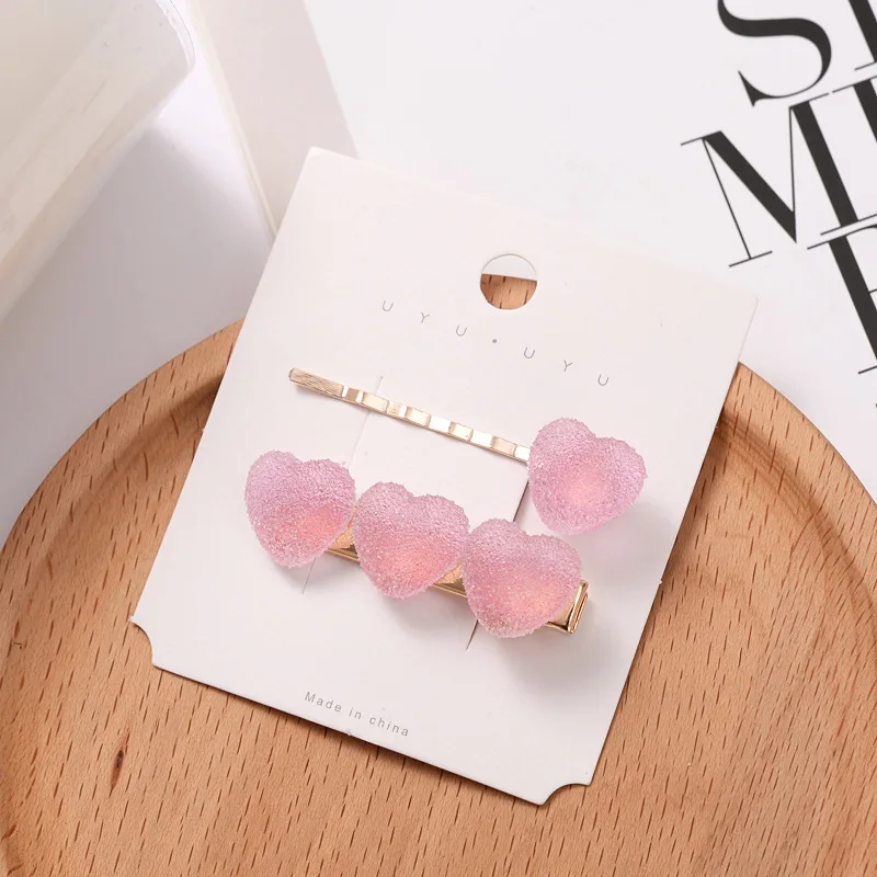 

2pcs New Korean Candy Gradient Colored Heart Star Hair Clip Popular Children's Rainbow Girls Beautiful Gifts Hair Accessories
