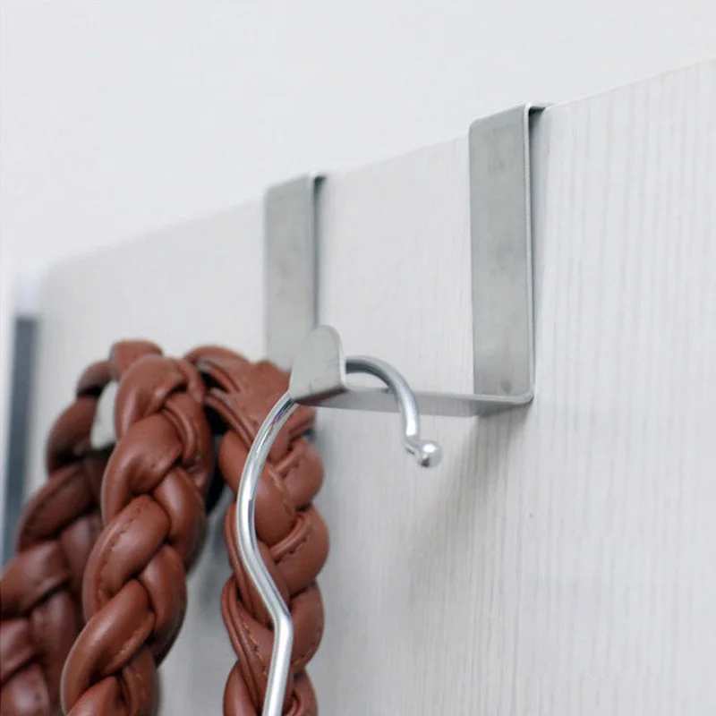 

2Pcs Door Hanger Hook Stainless Steel Kitchen Cabinet Draw Over Door Hook Clothes Bedroom Bathroom Hanger Holder Multi Hook