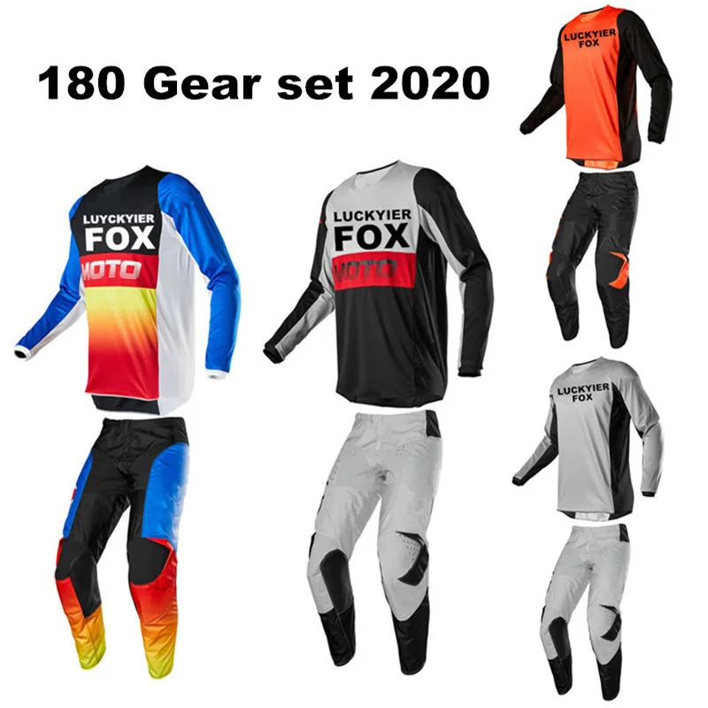LUCKYIER FOX костюм для мотокросса 180 комплект передач Джерси брюки комбо Dirt Bike ATV MX одежда для внедорожных гонок