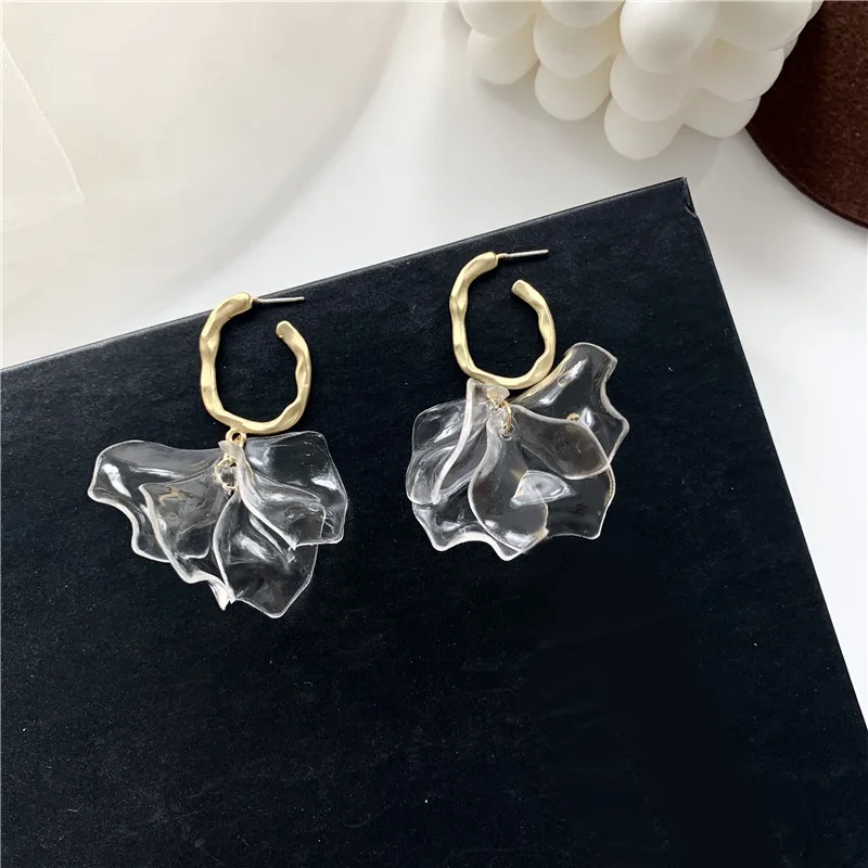 Женские серьги подвески с цветком элегантные праздничные кристаллами вечерние