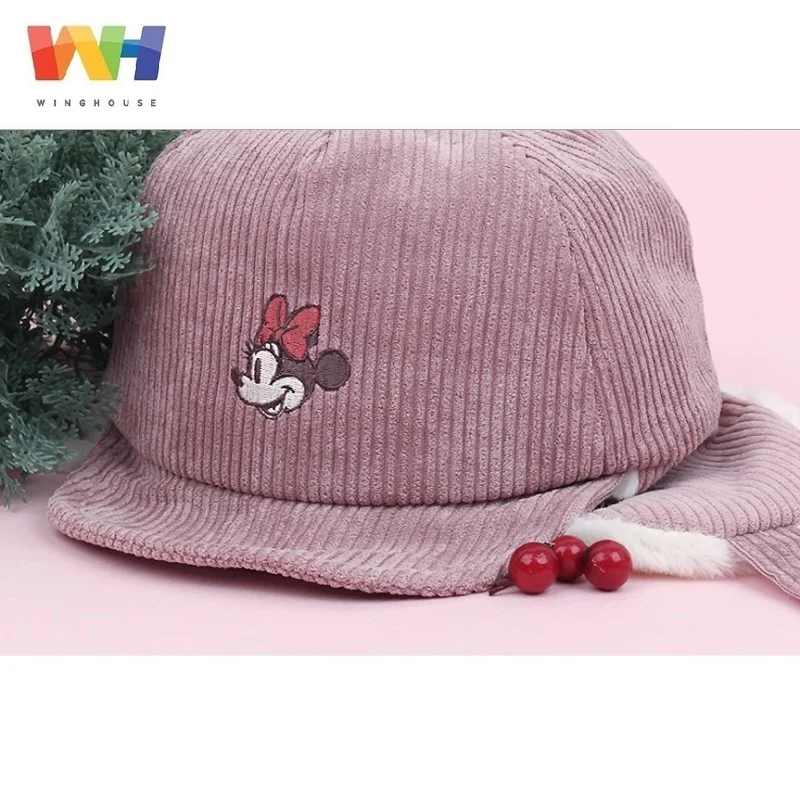 Зимняя детская шапка с ушками Минни Маус короткая для девочек зимняя одежда