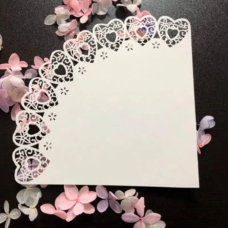 50 шт. Лазерная резка Любовь с кружевными вставками узором в сердечко укладки