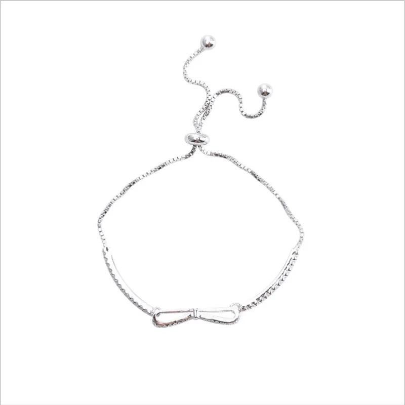 

Exquisite 925 silver bracelet in Jewelry Bowknot inlay micro zircon Adjustable Chain bracelets for women Engagement Girl Gift