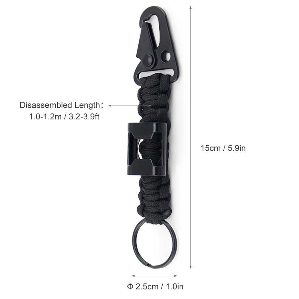 6 шт. Паракорд плетеные ремешки с зажимами брелок для выживания на открытом