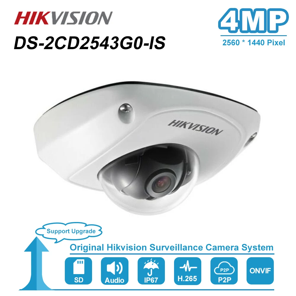 Hikvision 4MP купольная аудио Wifi IP камера PoE Onvif для дома/улицы ночного видения CCTV DS-2CD2543G0-IS видеонаблюдения
