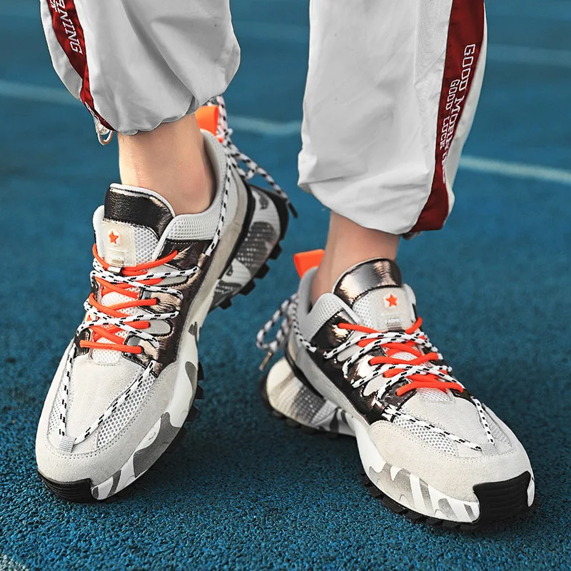 

2021 new Korean casual mesh men's outdoor sports shoes breathable low-top lace-up platform casual fashion sneakers