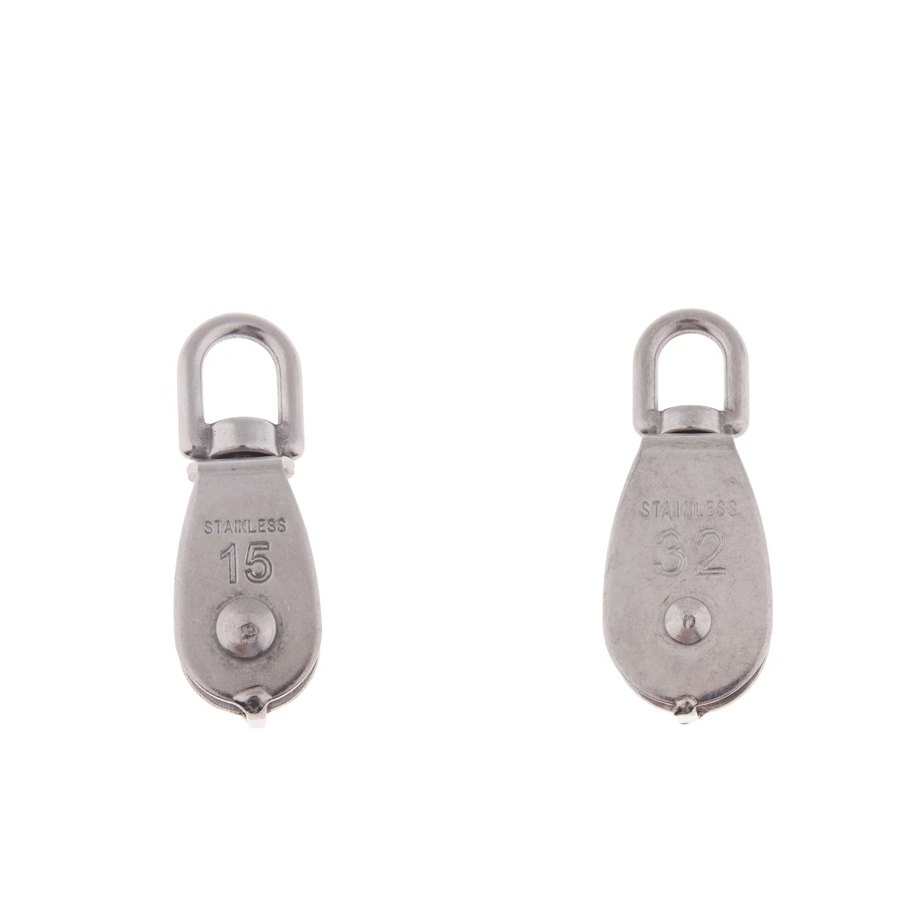 2 шт. 15 мм и 32 одиночный шкив роликовый блок вертлюжный крючок из нержавеющей