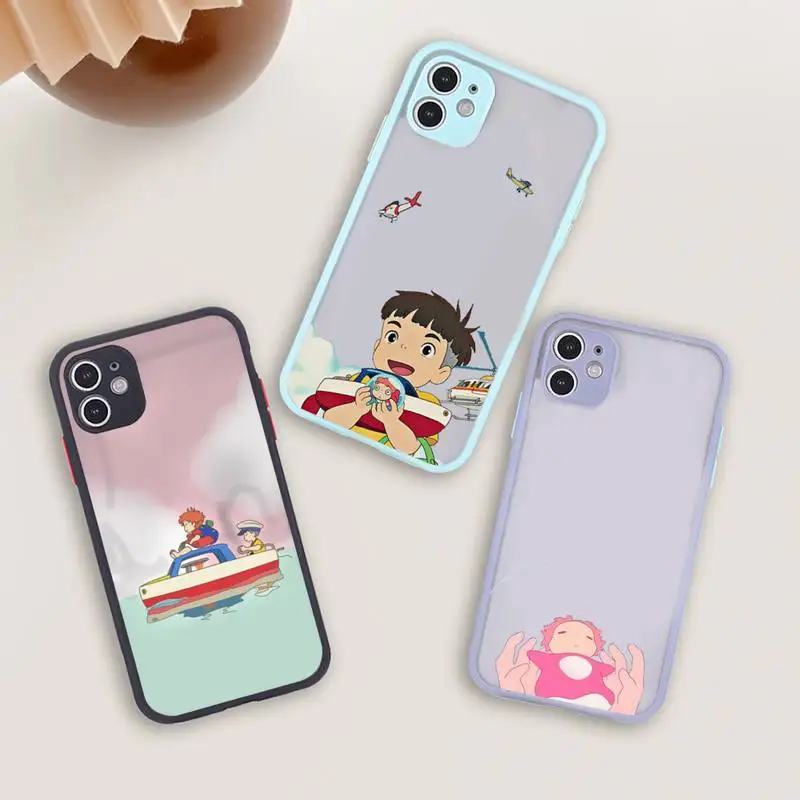 

Ponyo on The Cliff Phone Case For iPhone 13 12 11 Mini Pro XR XS Max 7 8 Plus X Matte transparent blue Back Cover