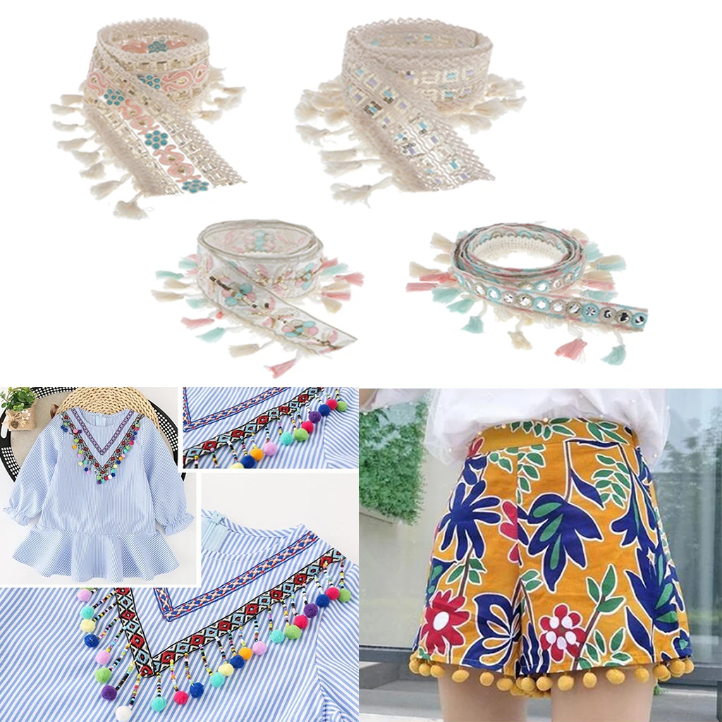 

Embroidery Lace Fabric Sewing Trim Ribbon Pom Pom Tassel DIY Craft Embellishment