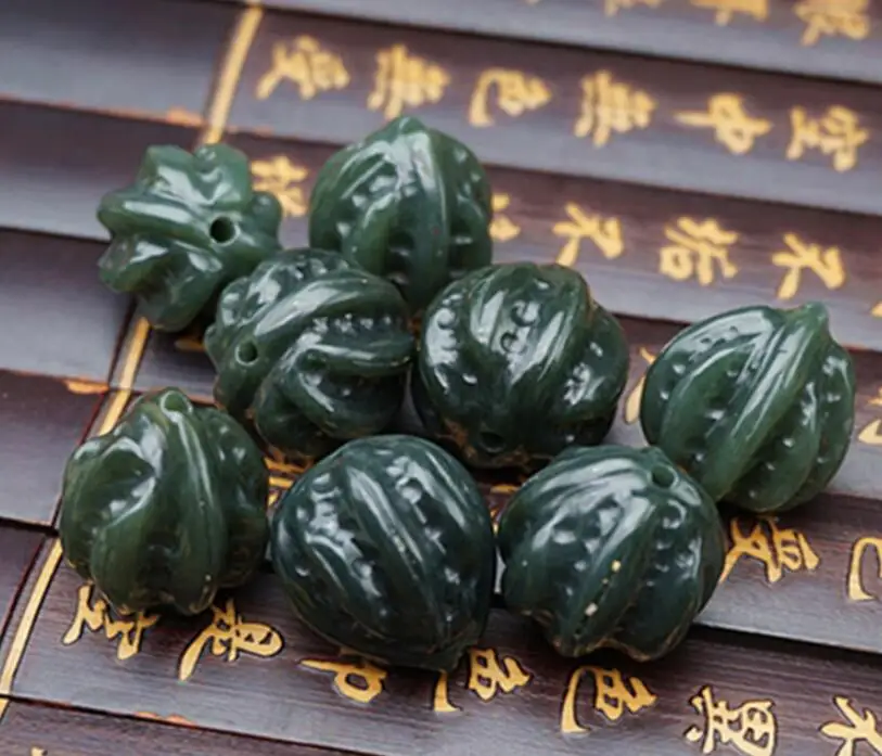 Натуральный нефрит и Тянь зеленый грецкий орех рассеянный жемчуг Diy аксессуары