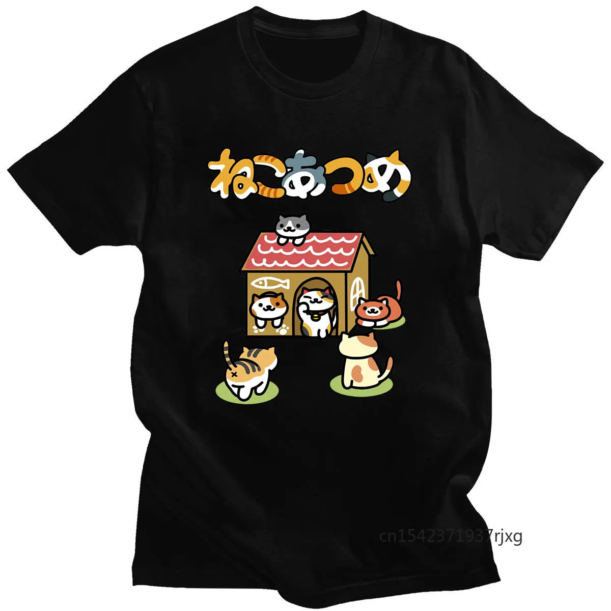 

Anime Printing Neko Atsume Oversized Shirts T-shirt with Short Sleeves T-shirt s Casual New Fashion O-Neck Hot Sale Tee