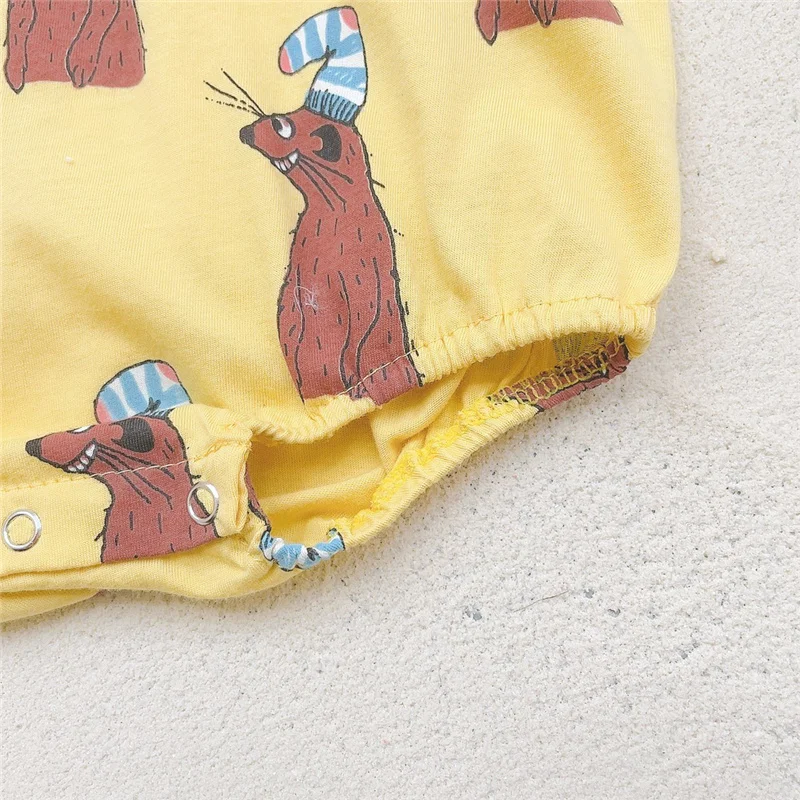

Korean style Summer Baby Clothes Cartoon Print Toddler Boys Thin Bodysuits Baby Girls Cotton Loose Rompers