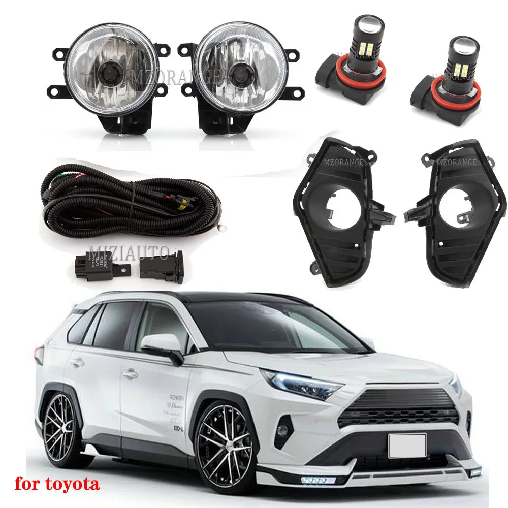 For Toyota RAV4 2018 2019 2020 Car Fog Light Assembly Kit led headlight DRL Front Bumper Lamp Halogen bulb Fog Lights