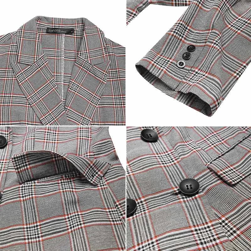 

Fashion OL Blazers Women's Check Coat Jackets ZANZEA 2021 Casaul Long Sleeve Overcoats Female Double Breasted Outwears Plus Size